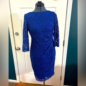Blue Lace and Sequin Jessica Howard Cocktail Dress Size 4P
